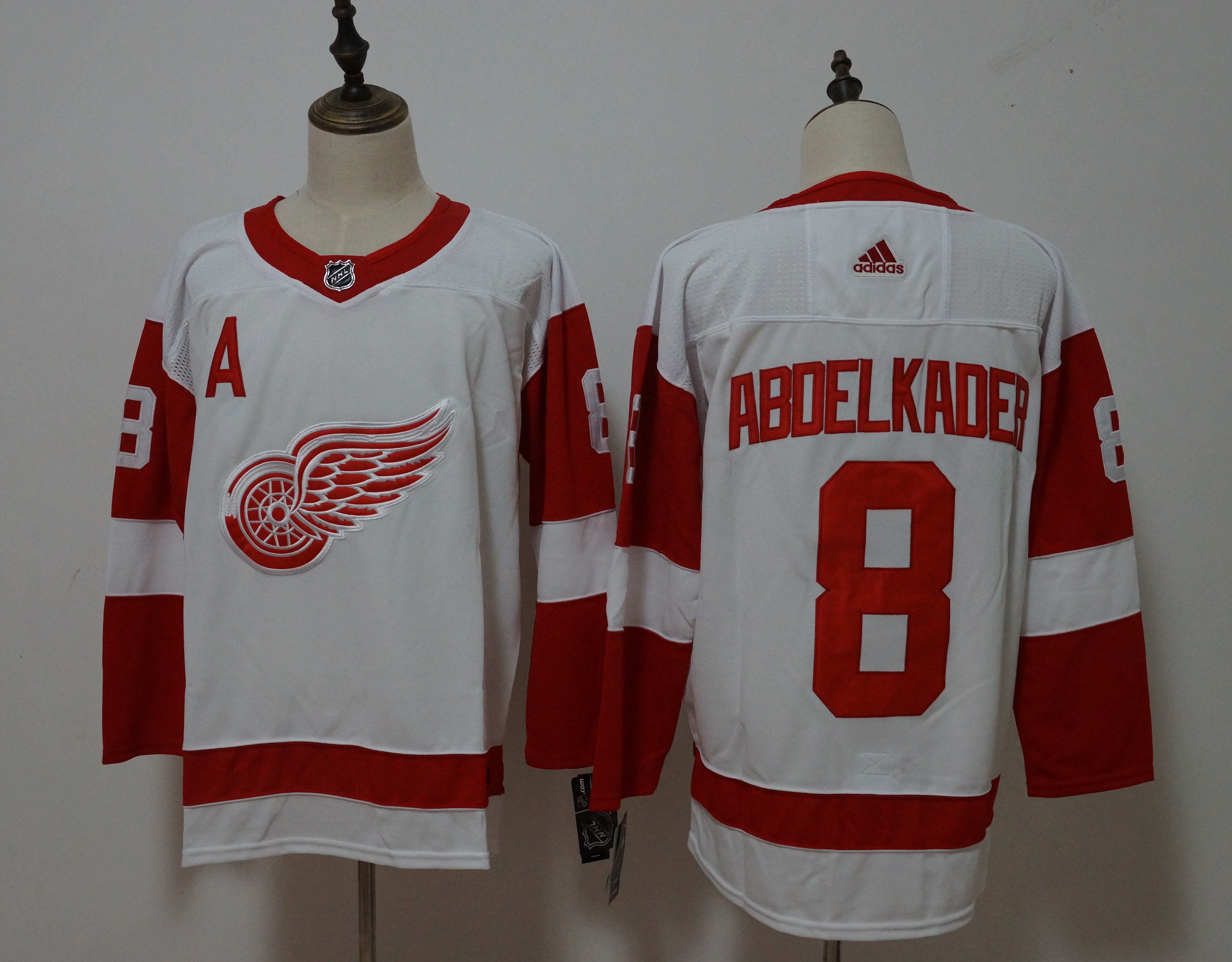 Men Detroit Red Wings 8 Abdelkader White Hockey Stitched Adidas NHL Jerseys